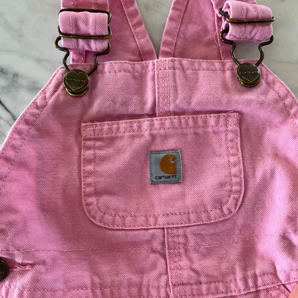 Carhartt Flannel-Lined Canvas Overalls in Rosebud 2T - Picture 4 of 5